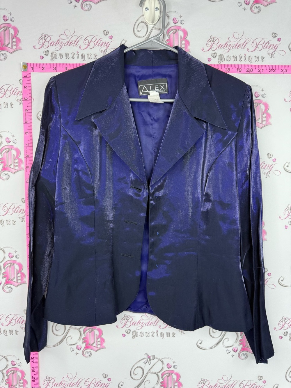 Alex Evenings blazer shiny vintage Shimmering Deep Purple Satin Blazer Jacket